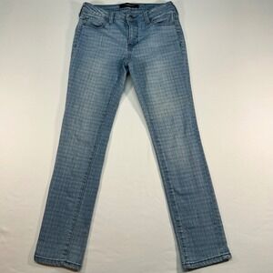 Liverpool Jeans Company Blue Textured Grid Slim Straight Jean LM2074P1587 Size 0